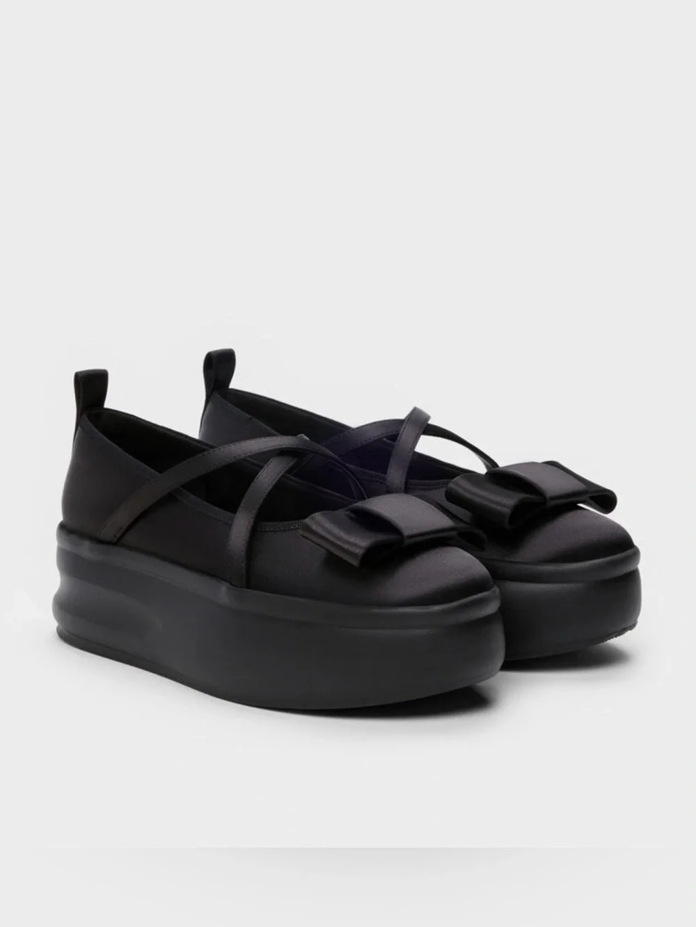 Charles & Keith Black Brantley Bow Platform Mary Janes - 38 (7.5)